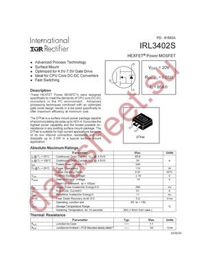 IRL3402STRL datasheet  